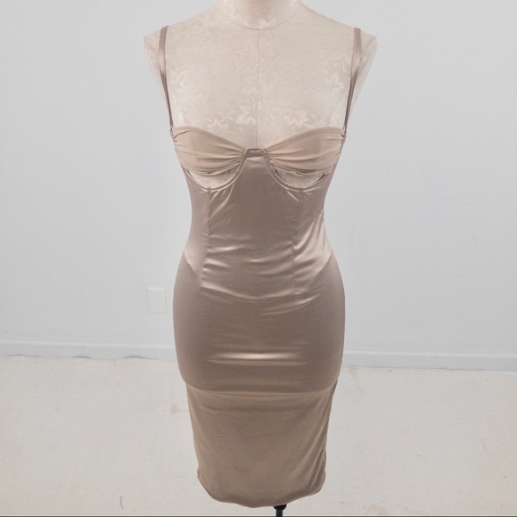 Princess Polly 4 Corset Bustier Bodycon Dress Gold - Picture 8 of 9